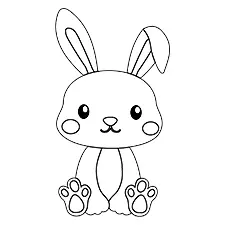 Adorable Baby Bunny Coloring Page Black & White