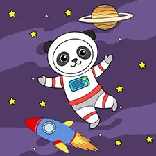Adorable Panda Astronaut Coloring Page