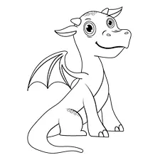 Adorable Red Dragon Coloring Page Black & White