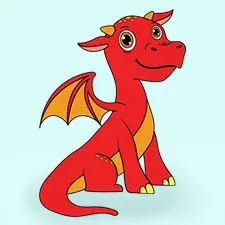 Adorable Red Dragon Coloring Page