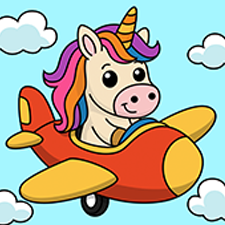 Airplane with Unicorn Pilot Printable