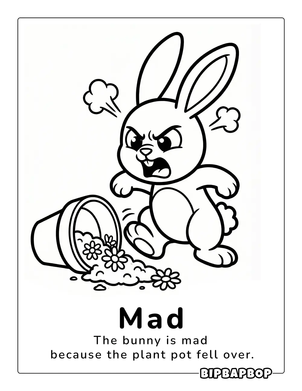 The monkey knocked over the plant pot and he's angry