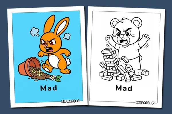 Angry colouring pages - Free coloring sheets helping kids name their emotions