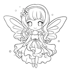 Anime Fairy Coloring Page Black & White