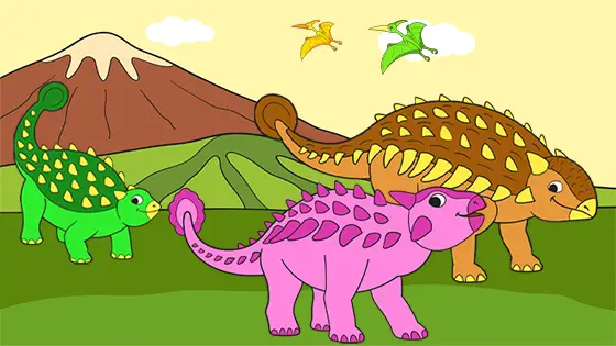 Ankylosaurus Family Coloring Page Color