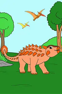 Ankylosaurus Walking In The Forest Coloring Sheet Color