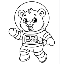 Astronaut Bear Coloring Page