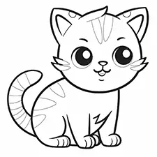 Baby Cat Coloring Page Black & White