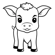 Baby Cow Coloring Page Black & White