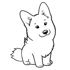 Baby German Shepherd Coloring Page Black & White