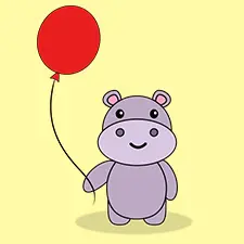 Baby Hippo With Balloon Coloring Page Color