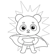 Baby Panda Superhero Coloring Page Black & White
