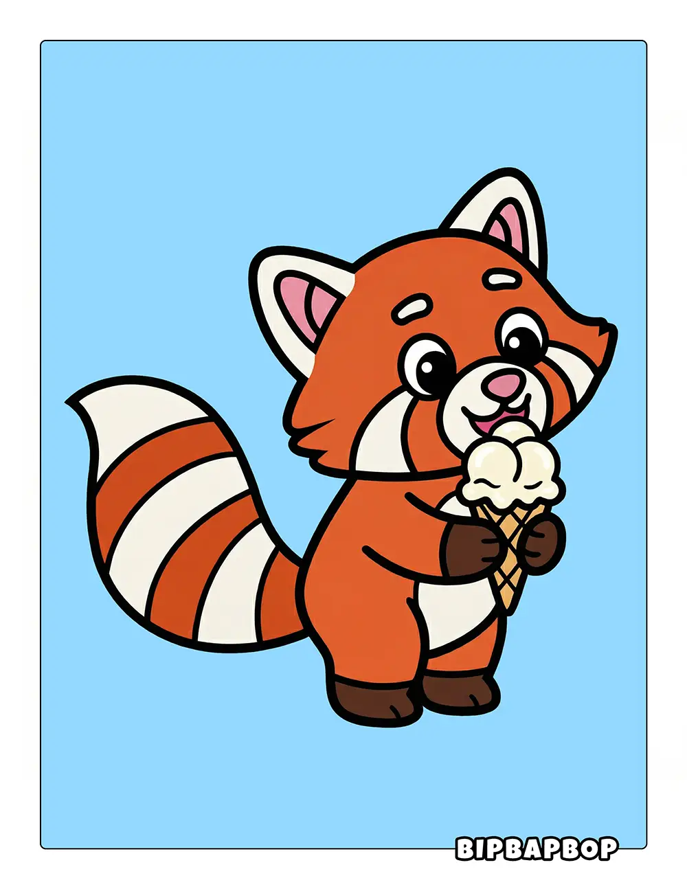 Baby Raccoon Eating Ice Cream Printable
