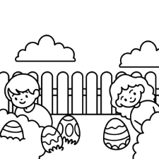 Backyard Easter Egg Hunt Coloring Page