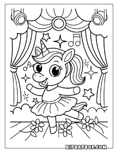 Ballerina Unicorn Coloring Page