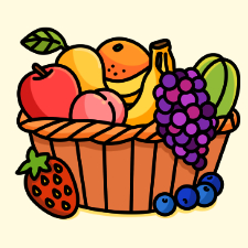 Basket Of Fruits Coloring Page