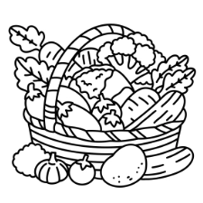 Basket Of Vegetables Coloring Page