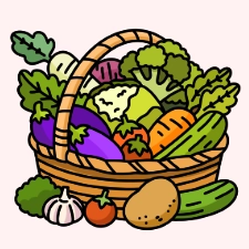 Basket Of Vegetables Coloring Page