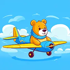 Bear Airplane Pilot Coloring Page
