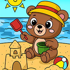 Bear Building A Sand Castle Printable