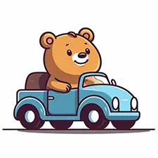 Bear Driving Car Coloring Page