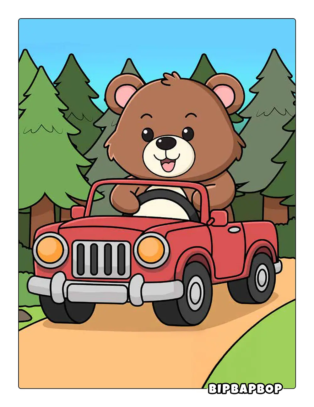 Bear Driving A Car Printable