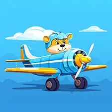 Bear Flying Airplane Coloring Page