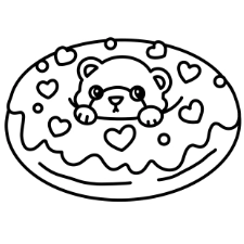 Bear In Donut Coloring Page
