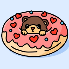 Bear In Donut Coloring Page