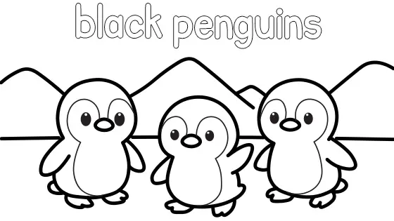Black Penguins Coloring Page