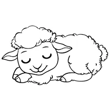 Black Sheep Sleeping Coloring Page Black & White