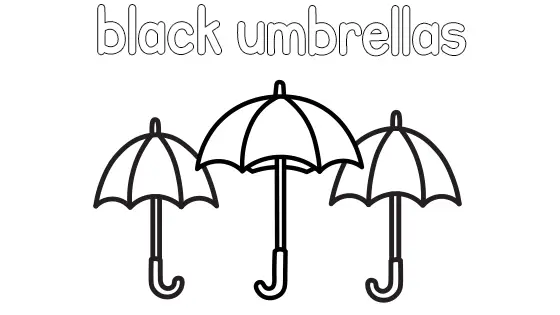 Black Umbrellas Coloring Page