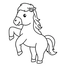 Standing Blonde Horse Coloring Page Black & White