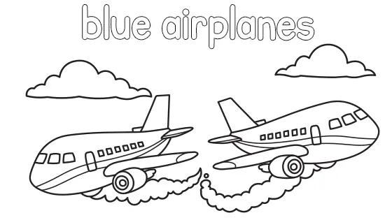 Blue Airplanes Coloring Page