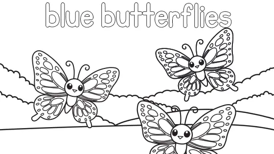 Blue Butterflies Coloring Page