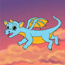 Blue Flying Dragon Coloring Page