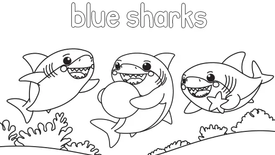 Blue Sharks Coloring Page