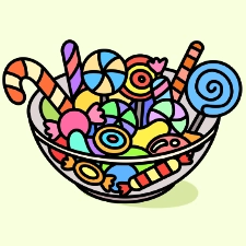 Bowl Of Candies Coloring Page