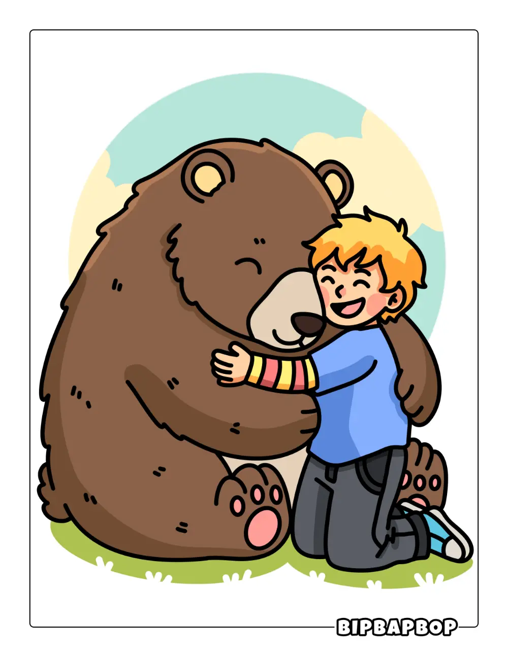 Boy Hugging Bear Printable