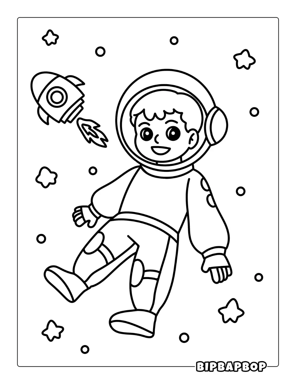 Boy In Space Coloring Page
