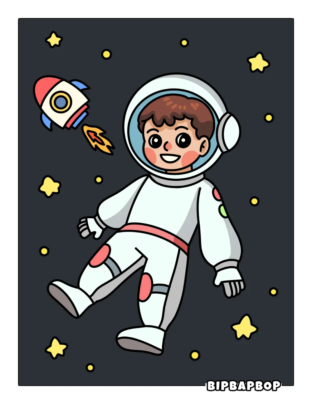 Boy In Space Coloring Page