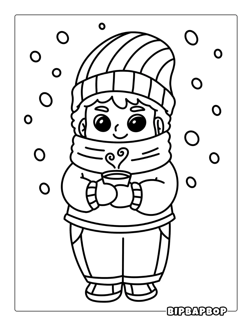 Boy In Winter Coloring Page