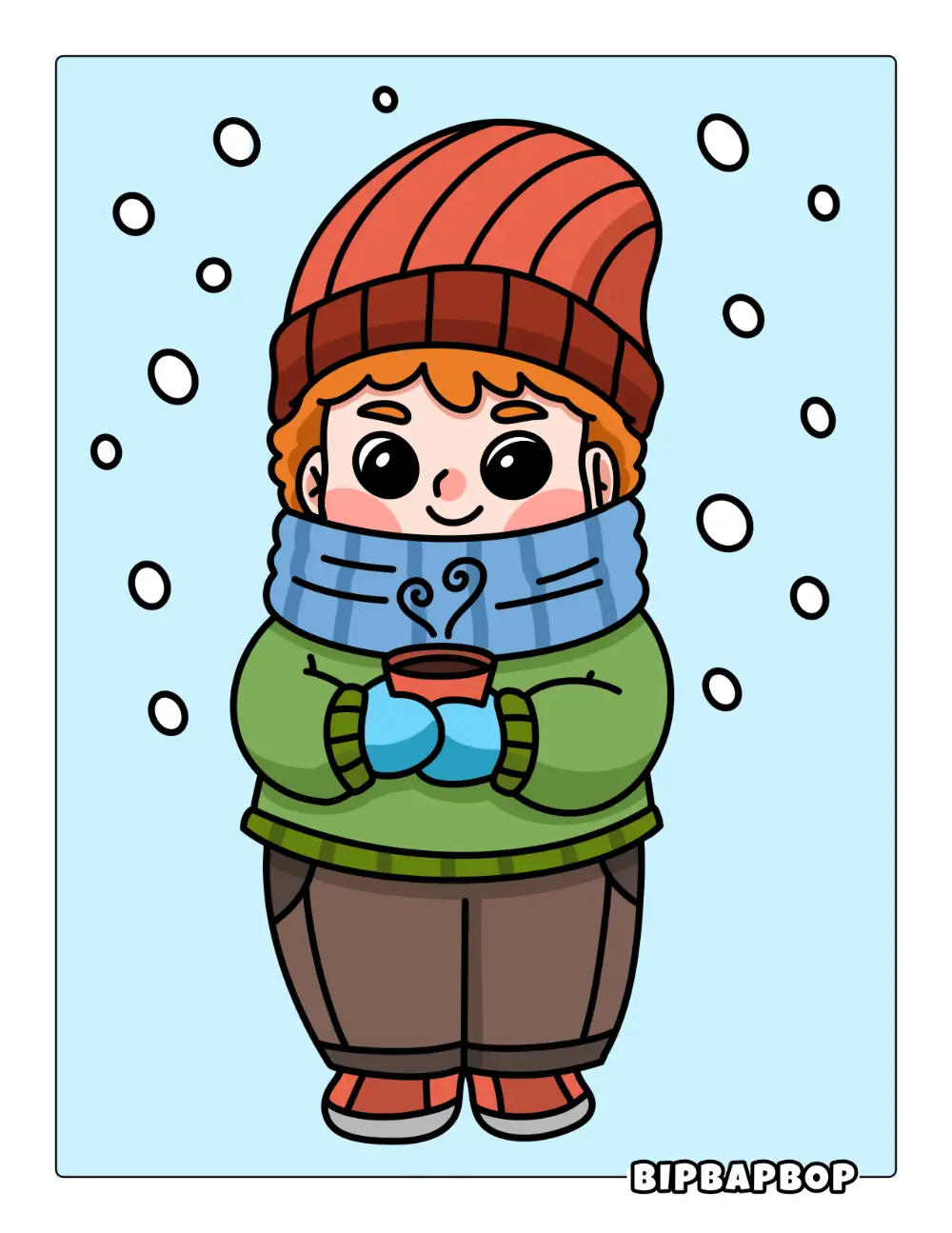 Boy In Winter Coloring Page