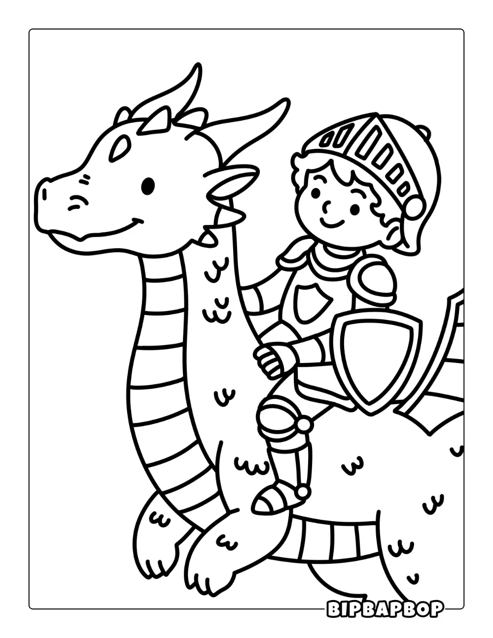 Boy Riding Dragon Coloring Page