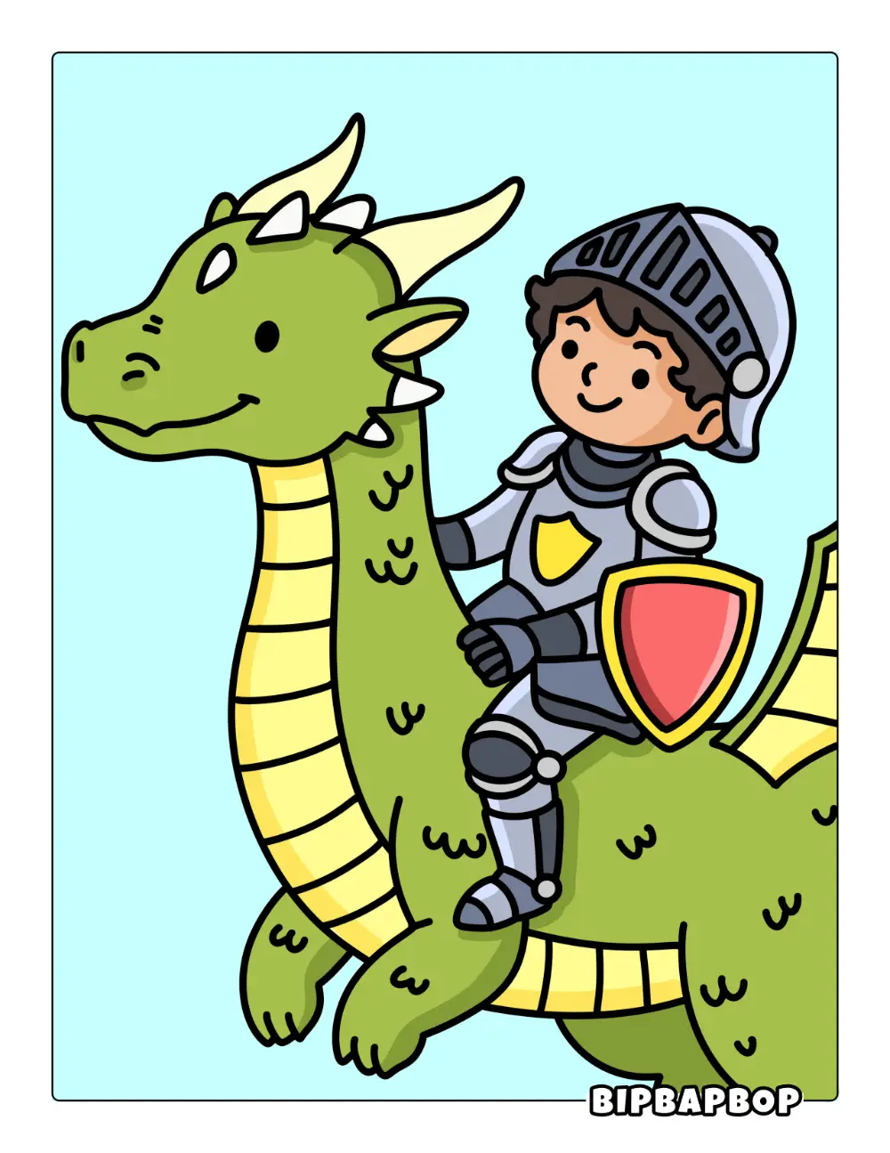 Boy Riding Dragon Printable