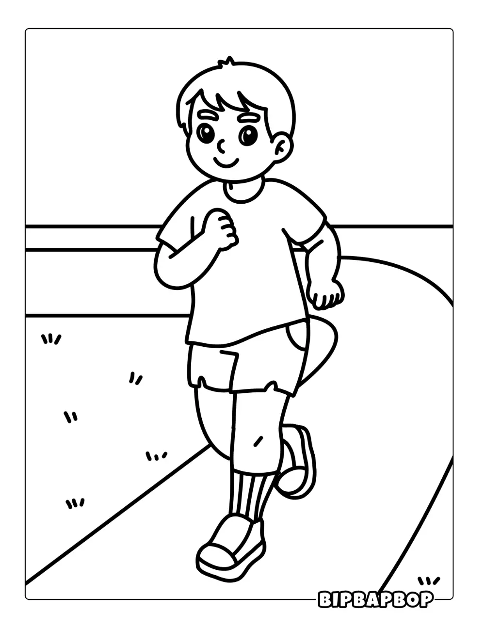 Boy Running Track Coloring Page