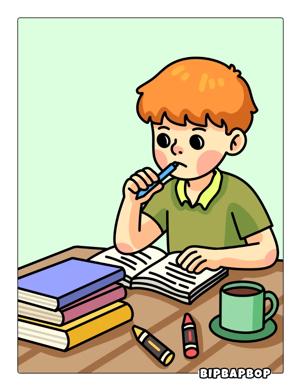 Boy Studying Printable