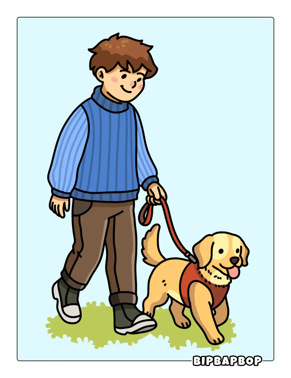 Boy Walking Dog Printable