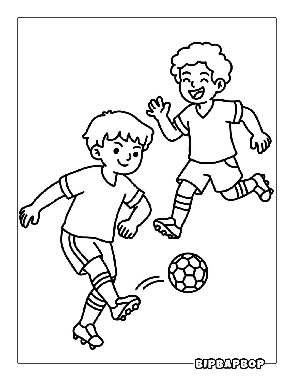 Boys Playing Football Coloring Page
