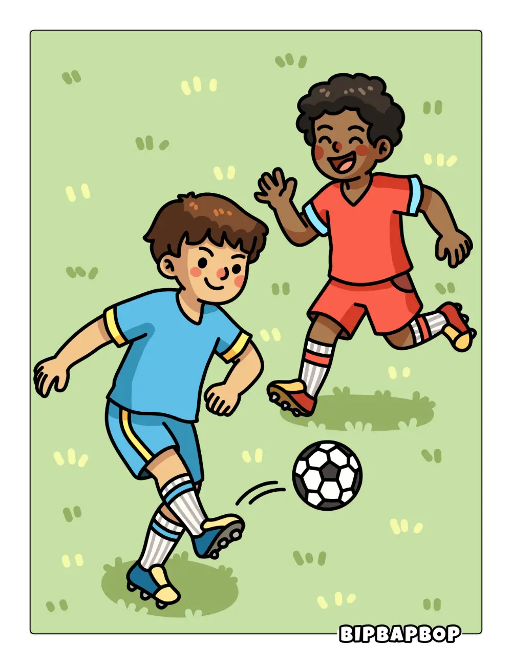 Boys Playing Football Coloring Page